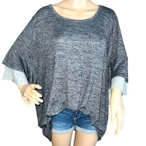 BLOOMCHIC | NWOT CHARCOAL RUFFLE SLEEVE KNIT TOP